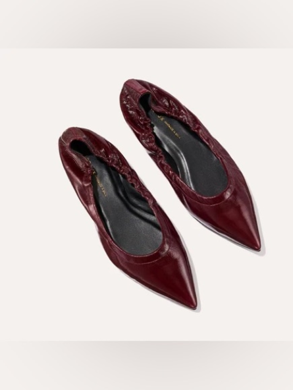 Margaux The Roma Pointed Toe Ballet Flat in Merlot Crinkle Patent Size 42/ US 11